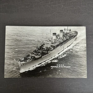 Cartolina RPPC U.S.N.S. Generale N. M. Walker anni 50? Scatola per francobolli Devolite Peerless - Foto 1 di 3