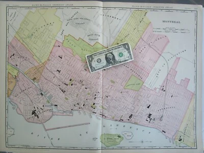 XXL 1904 MONTREAL Wall Map 1900s Map Art Print Decor CANADA. St HENRI, HOCHELAGA - Image 1 of 4