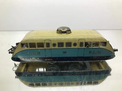 HORNBY MECCANO AUTORAIL PLM BUGATTI TRAIN TIN TOY -BLUE O L23.0cm- GOOD - 393 - Photo 1/4
