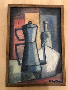 Hubert AGOSTINI (1935-2021) Huile sur toile - Nature morte à la cafetière - Picture 1 of 4