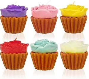 Juego de 6 velas de regalo de vacaciones cupcakes flores boda cumpleaños fiestas decoración del hogar - Imagen 1 de 3