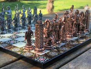 Chess Set Antique ​Mythology Bronze Chess Pieces Wood Chess Board Gift Idea