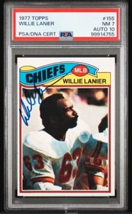 1977 Topps Willie Lanier Signed Football Card PSA 7 DNA Certified Auto 10 HOF - Picture 1 of 3