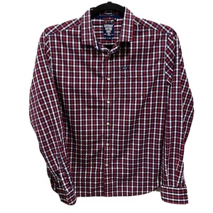 Superdry Ultimate Oxford Button Manga Larga XL Camisa Hombre Rojo Blanco Negro - Imagen 1 de 6