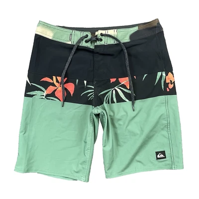 Pantalones Cortos de Tabla Quiksilver Surfsilk Para Hombre Talla 30x9.5 4 Vías Elastizados Floral Logo Foto 1 de 4