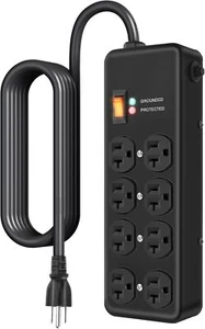20Amp Power Strip Surge Protector, Durable Metal 8-Outlet with Heavy Duty 20 Amp - Picture 1 of 7
