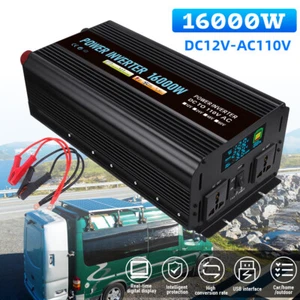 16000W Car Power Inverter DC 12V To AC 110V Pure Sine Wave Solar Converter LCD - Picture 1 of 15
