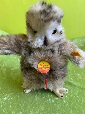 Steiff Eule 2591/22 original mit Knopf und Fahne unbespielt 23cm - Bild 1 von 4