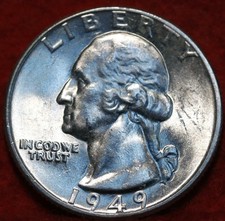 Uncirculated 1949 Philadelphia Mint Silver Washington Quarter