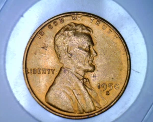 1950-S/S CHOICE/GEM BU WHEAT CENT- RPM GREASE STRIKE THROUGH REV - Picture 1 of 8