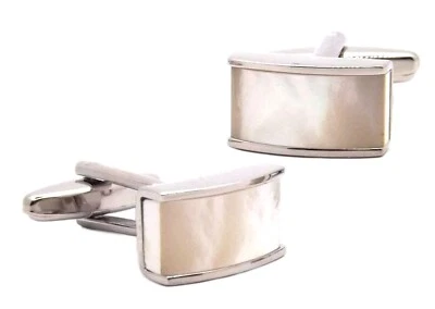 Mother of Pearl shell arched rectangle Gift Cuff links by CUFFLINKS DIRECT - Image 1 of 4