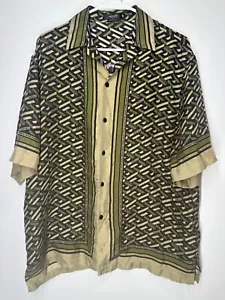 Versace La Greca Monogram & Medusa Smiley Button Down Silk Shirt Size 40 - Picture 1 of 6