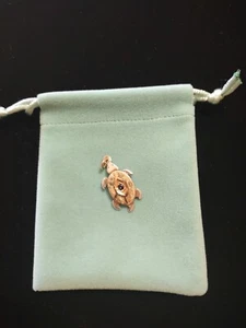 Artisan Fine Jewelry Turtle With Sapphire Gold & Sterling Pendant - Picture 1 of 7