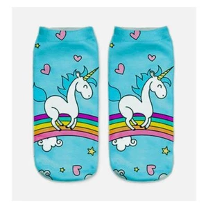Women Girl Cute Cartoon Harajuku Animal 3D Print Kawaii Ankle Socks Unicorn- 1 - Picture 1 of 3
