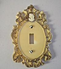 Vintage Cameo Gold Trim Plastic Single Switch Light Switch Cover Plate Hong Kong