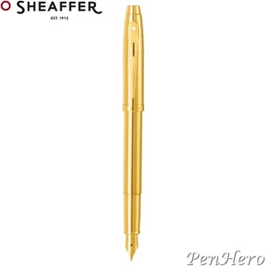 Sheaffer 100 Glossy PVD Gold-Tone Fountain Pen Fine - Picture 1 of 4