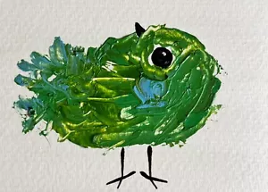 ACEO Original Painting, Bird Impressionism Oil Art, Emmer Plaxe, Animal Abstract - Picture 1 of 1