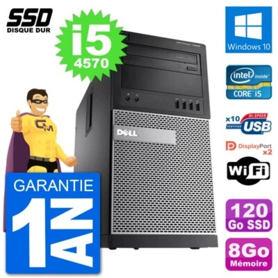 PC Tour Dell OptiPlex 9020 Intel Core i5-4570 RAM 8Go SSD 120Go Windows 10 Wifi - Bild 1 von 3