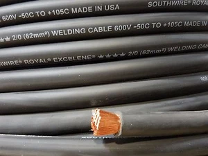 2/0 EXCELENE WELDING BATTERY CABLE BLACK 600V USA 105c EPDM JACKET 30' ft - Picture 1 of 1