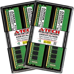 A-Tech 64GB 4x 16GB PC4-19200 Desktop DDR4 2400 MHz DIMM 288-Pin 2Rx8 Memory RAM - Picture 1 of 7