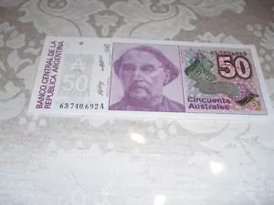WORLD PAPER MONEY-50 & 100 AUSTRALI DALL'ARGENTINA - Foto 1 di 3