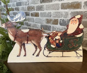 Kathy Seburn SLEIGH RIDE Santa Dummy Board Glitter 2000 FIRST EDITION 16" Signed - Picture 1 of 8