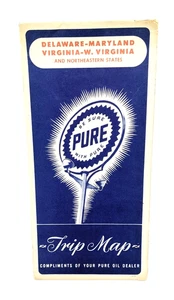 Delaware-Maryland, Virginia-W. Virginia 1950s Pure Oil Road Trip Map - Picture 1 of 3