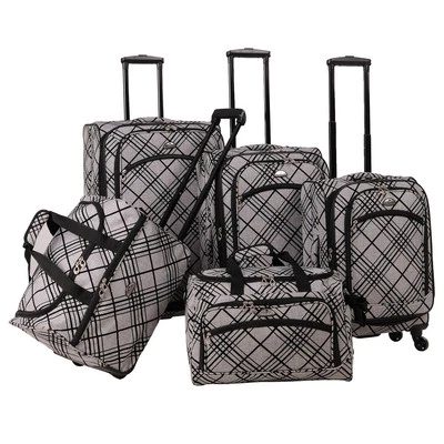 American Flyer Silver Stripes 5-Piece Spinner Luggage Set - Image 1 of 4