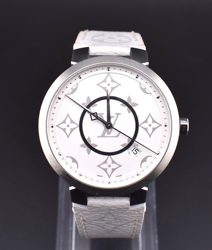 LOUIS VUITTON（LV） Louis Vuitton 39mm Tambour Acciaio Quadrante Bianco Cinturino Pelle Bianco Quarzo QA120