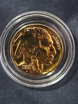 1936 Buffalo Nickel US Coins 24K GOLD PLATED VINTAGE Collection  W/ COA - Image 1 of 4