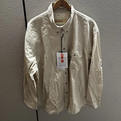 Camisa BERETTA Talla 2XL Para Hombres Botón Frontal Safari Tiro Caqui Enrollable NUEVA NUEVA CON ETIQUETAS Foto 1 de 4