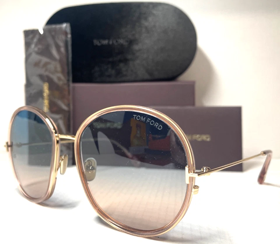 TOM FORD HUNTER-02 TF 946 72W PEACH GOLD W /BLUE GRADIENT LENS SUNGLASSES 58-18 - Image 1 of 4