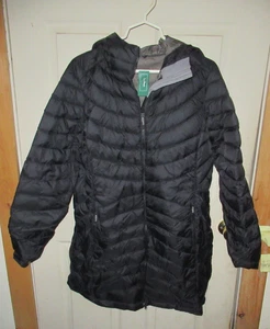 LL Bean Ultralight 850 Down Hooded 3/4 Length Parka Coat XL Black NWT NEW - Picture 1 of 3
