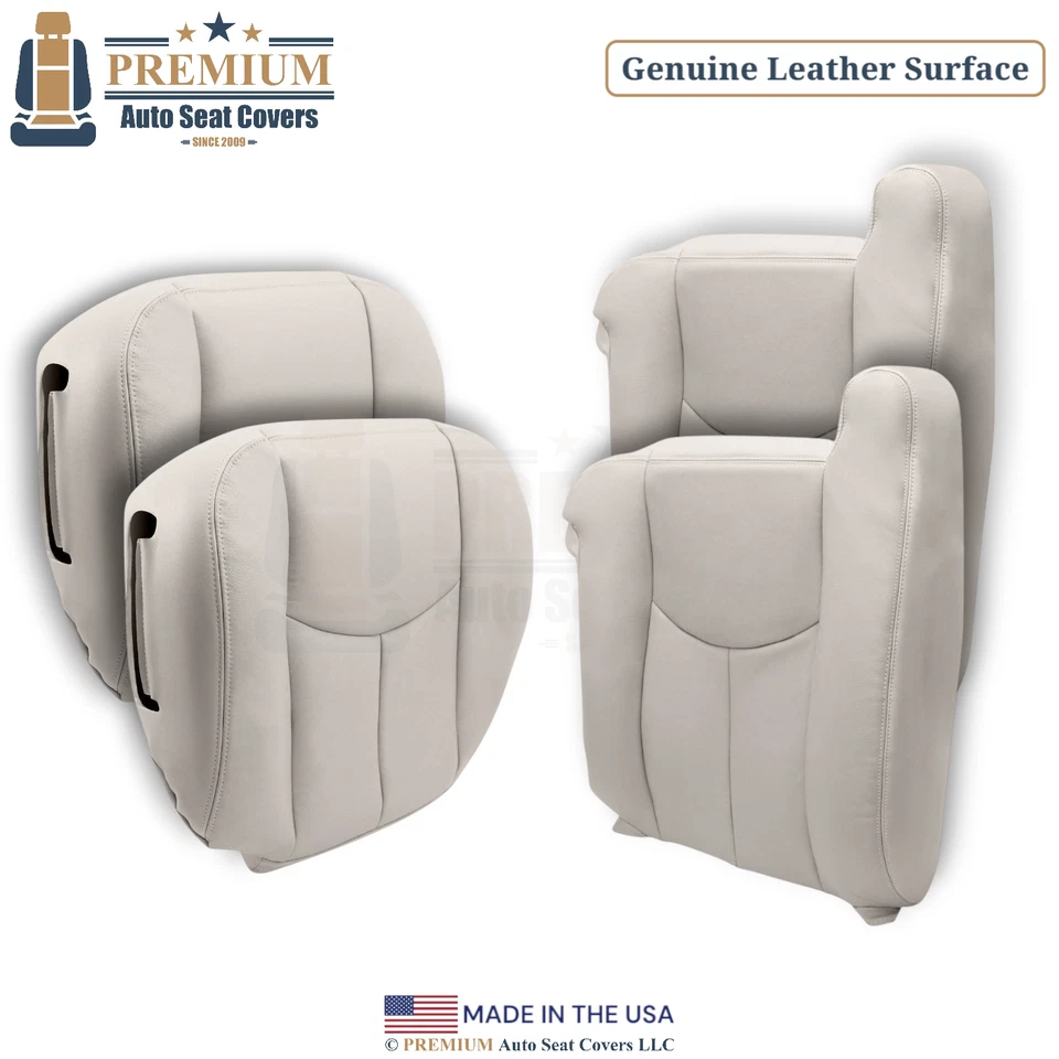 Cubiertas de repuesto delanteras neutras de cuero genuino neutras para Chevy Suburban 2003-2006 Foto 1 de 4