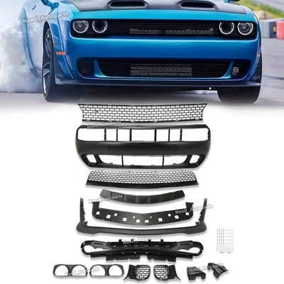Fit 2008-13 2014 Dodge Challenger Hellcat Style SRT Full Front Bumper Cover Kit Foto 1 de 4