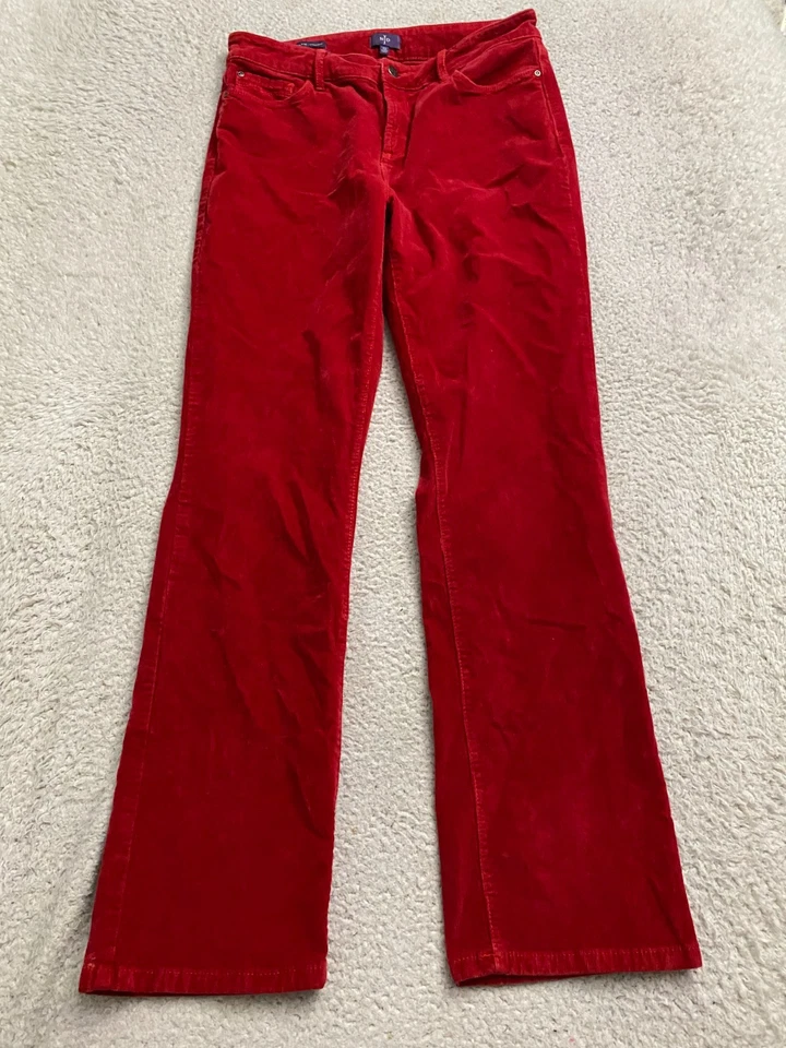 Jeans reto feminino NYDJ veludo Marilyn vermelho tamanho 12 (32 x 31) - Imagem 1 de 4