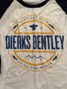 Dierks Bentley Raglan Shirt L 3/4 Sleeve Lets Get High Up on the Ridge Band Tee - Picture 1 of 7