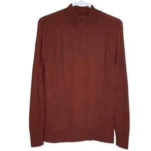 Orvis Sweater Womens M 1/4 Zip 100% Merino Wool Cable Knit Lightweight Preppy - Picture 1 of 16