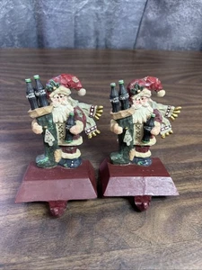 Vintage 1998 Christmas Coca-Cola  Santa Holding 3 Cokes Stocking Holders (2) - Picture 1 of 21