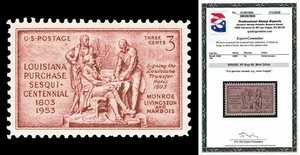 Scott 1020 1953 3c Louisiana Purchase Mint Graded XF-Sup 95 NH with PSE CERT - Picture 1 of 1