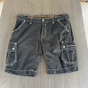 Rock Revival Shorts Herren 42/44 schwarz Cargo verzierte Taschen Premium Baumwolle - Bild 1 von 14