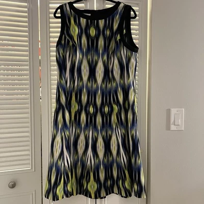 Vestido para mujer London Times talla 16W azul, negro, verde lima, blanco multicolor Foto 1 de 4