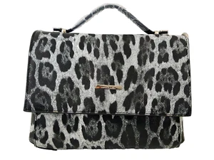 Simply Noelle Black Leopard Print Woman Vegan Leather Crossbody Bag Zip & Button - Bild 1 von 7