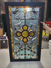 Antique Stained Glass Window Church Salvage Brooklyn NYC Intricate Design scroll