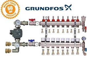GRUNDFOS UNDERFLOOR HEATING MANIFOLDS 9 TO 12 PORTS A RATED PUMP PACK KIT - Picture 1 of 12
