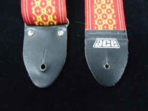 2" Vintage ACE Guitar Strap Folk Hippie 70's - 80'S Era Nice Red/Yellow - Picture 1 of 4
