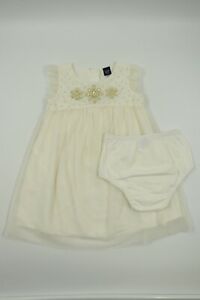 Baby Gap Toddler Girl 2 Piece Ivory Sleeveless Dress Set Size 2T