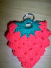 Hand crafted crochet strawberry key chain   a