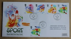 SPORT 1988 FOOTBALL LEAGUE CENTENARY ROYAL MAIL FDC BURNLEY CDS - Picture 1 of 2