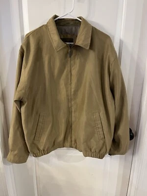 Rainforest BOMBER JACKET Mens L  Full-Zip Tan Beige Vintage Soft Shell - Image 1 of 4